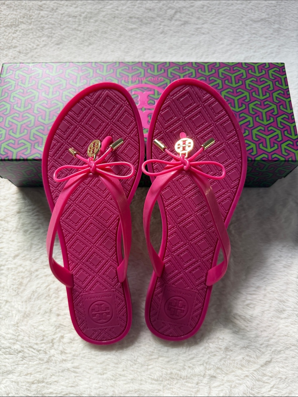 Tory Burch Hot Pink Bow Flip Flop Sandals